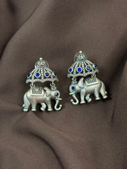 Vintage Elephant Premium Earrings Blue