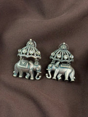 Vintage Elephant Premium Earrings White