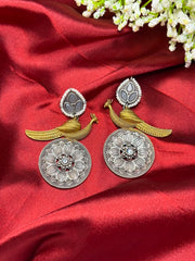 Traditional Peacock Two-Tone Premium Earrings