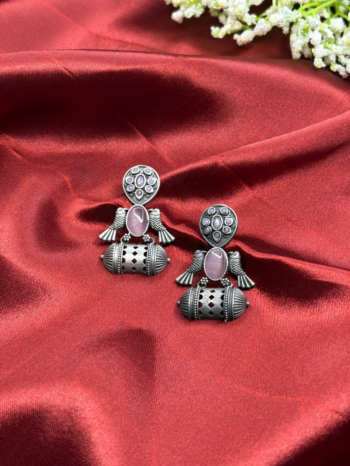 Silver Birds Dangler Earrings