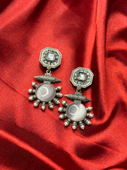 Monalisa Stone & Pearl Premium Earrings Grey