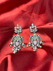 Baby Pink Danglers With Stone