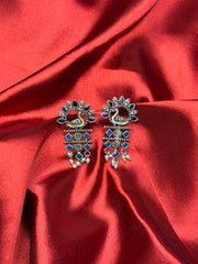 Statement Peacock Earrings Blue