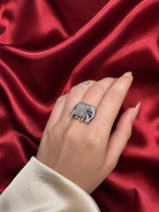 Elephant Silver Replica Adjustable Ring