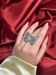 Butterfly Silver Replica adjustable ring
