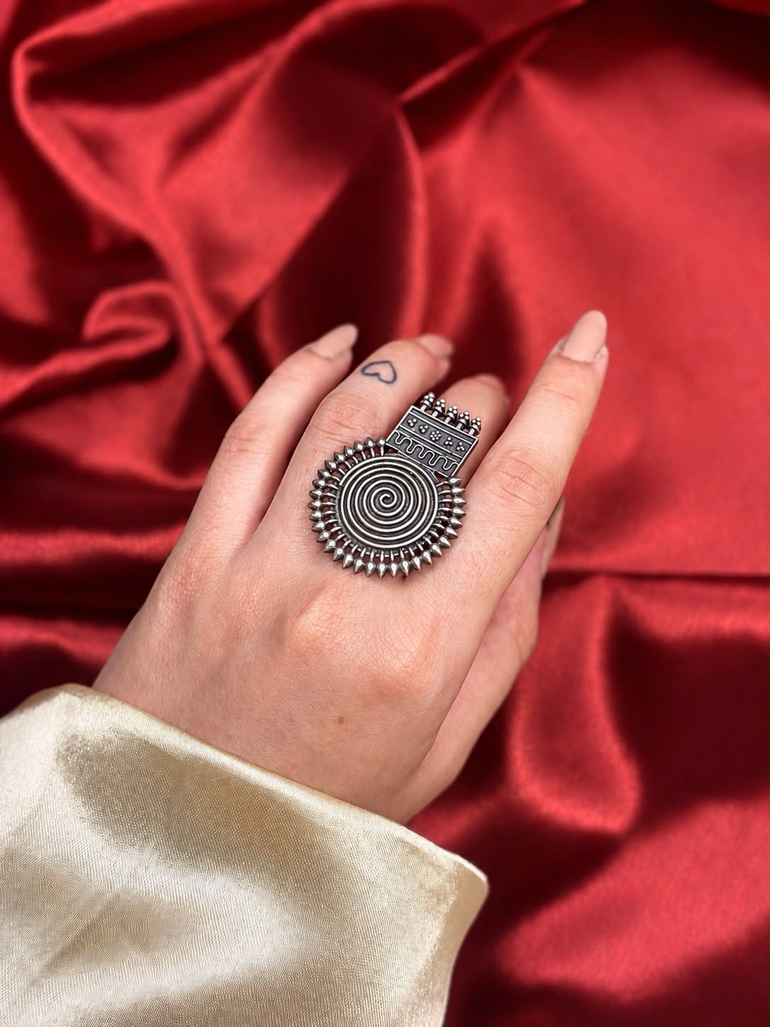 Unique silver replica adjustable ring