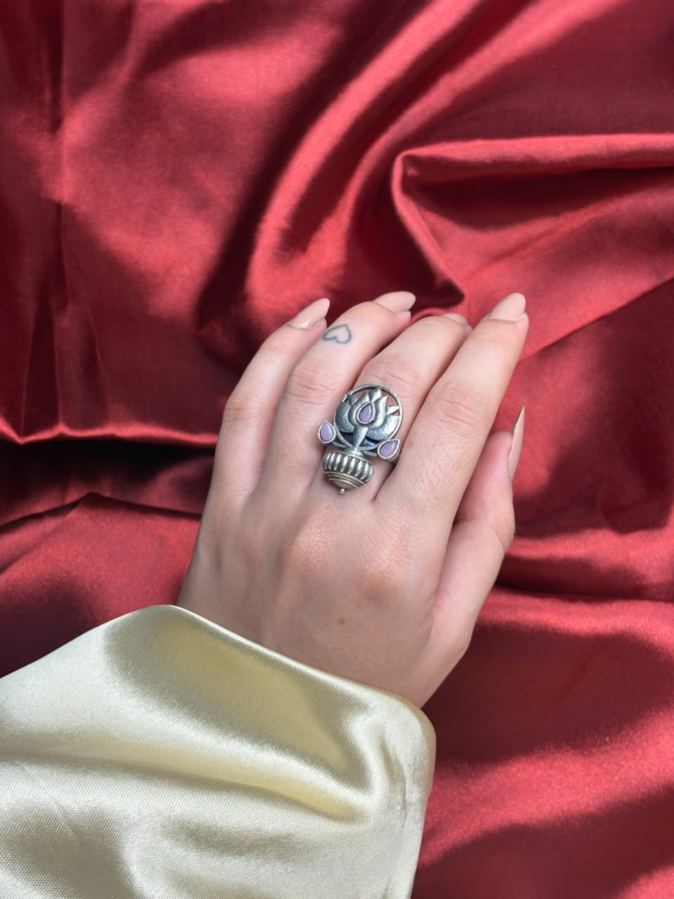 Lotus adjustable ring - Pink