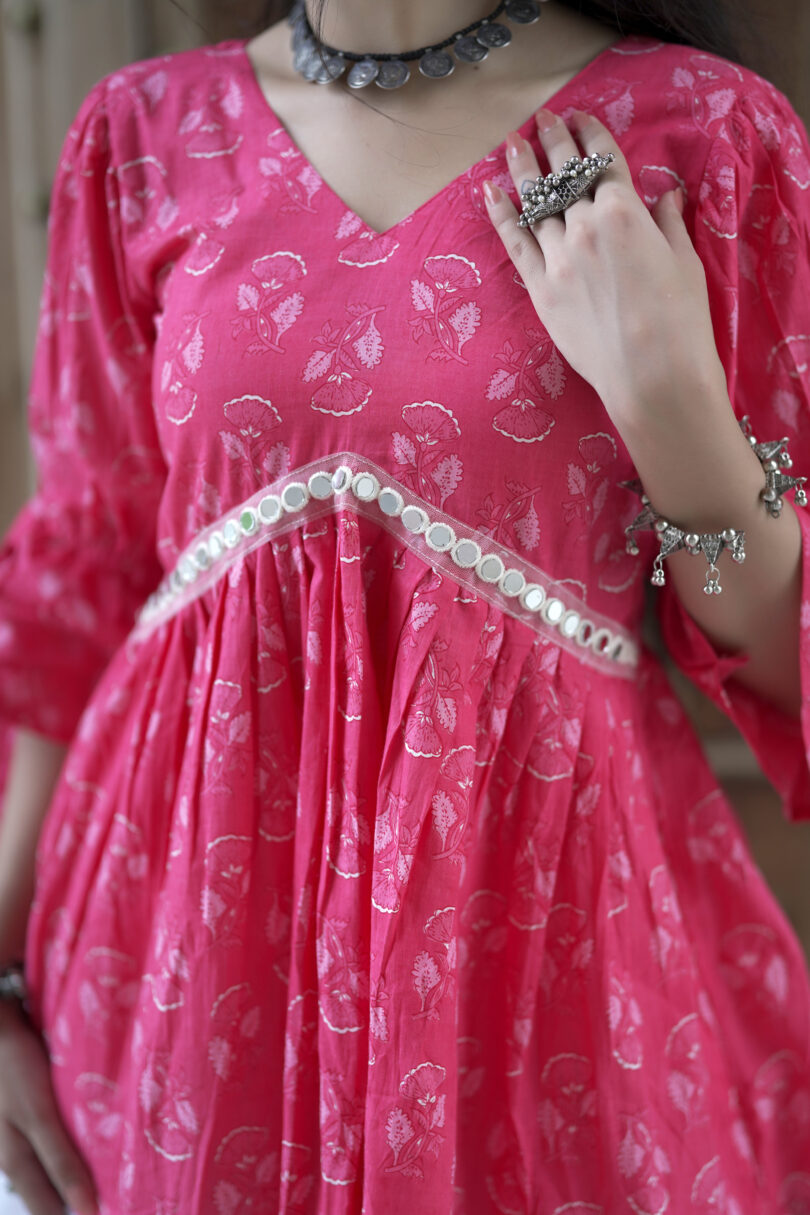 Radha Pink Frock Back Design Kurti - Image 4