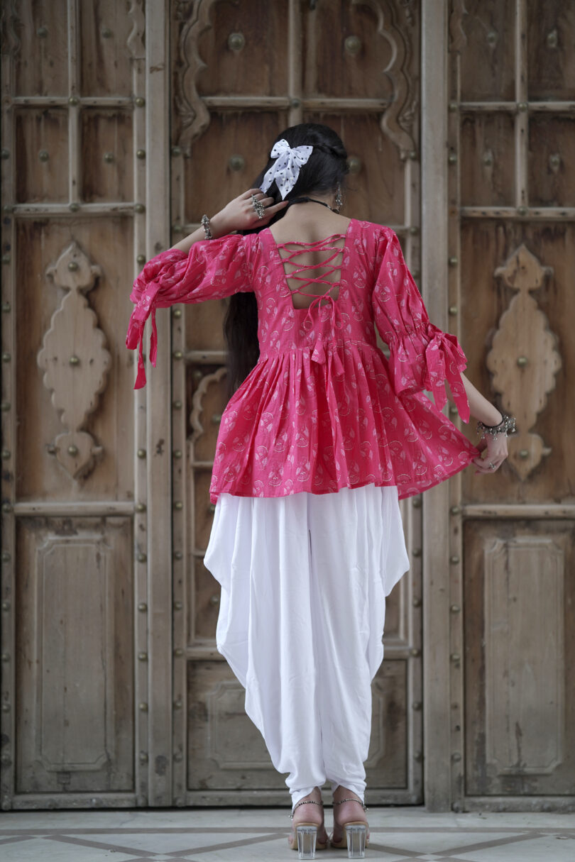 Radha Pink Frock Back Design Kurti - Image 3