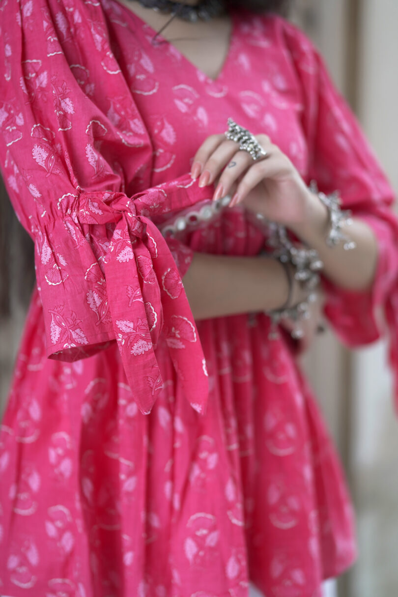 Radha Pink Frock Back Design Kurti - Image 2