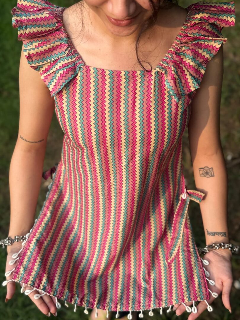 Jiva Stripped Ruffle Kurti - Image 2