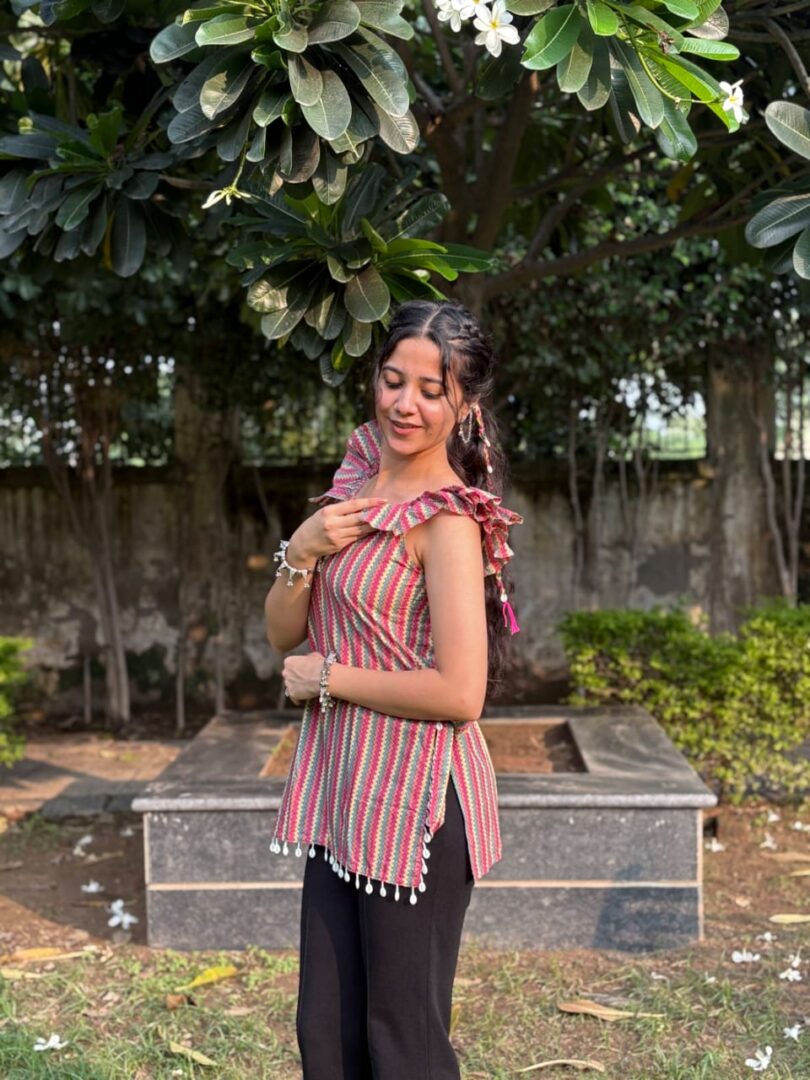 Jiva Stripped Ruffle Kurti - Image 7